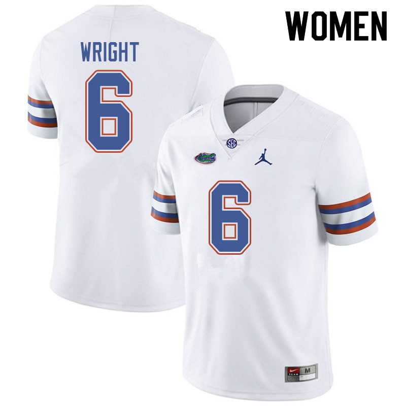 Women's NCAA Florida Gators Nay'Quan Wright #6 Stitched Authentic Jordan Brand White College Football Jersey FAS1865ML